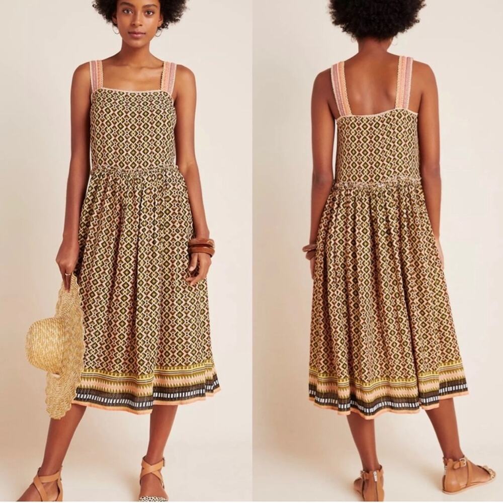 Anthropologie Conditions Apply Katya Shimmer Midi Dress.